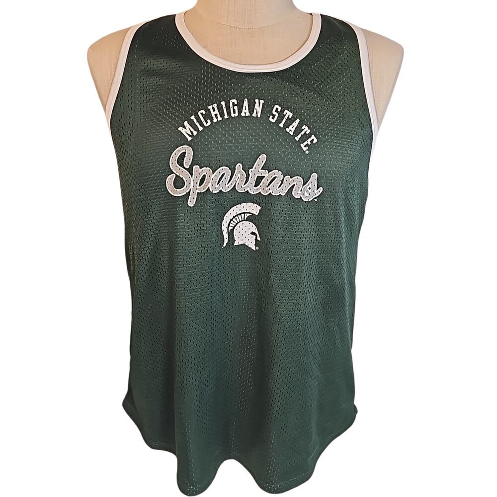 Michigan State Spartans Mesh Tank Top Women’s 16W Green Sleeveless Fan Jersey